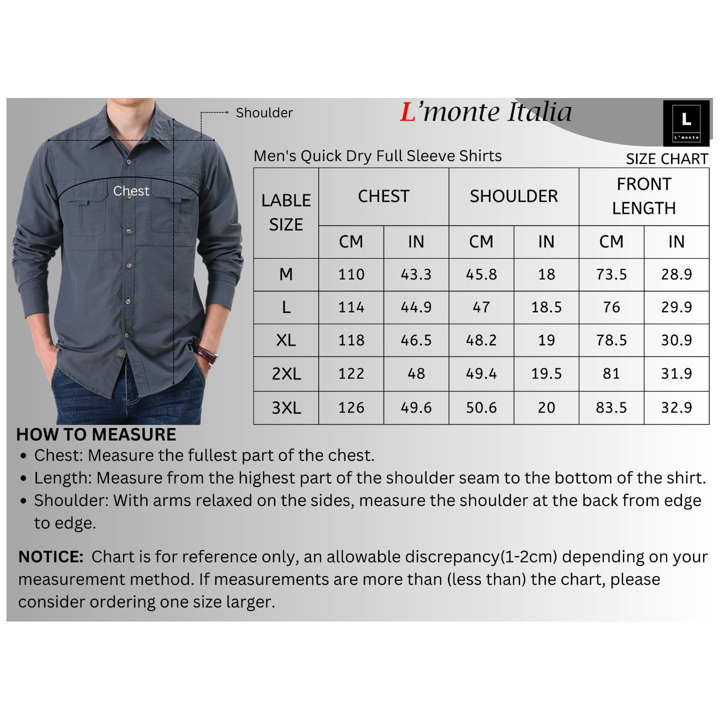 L'MONTE Quick Dry Full Sleeves Double Blue Pockets Shirts Lmonte International