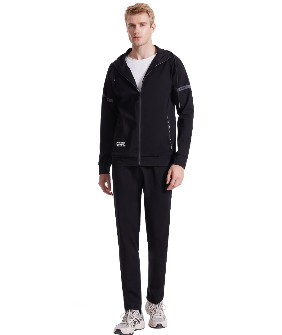 L'MONTE Men's Full Zip 2 Piece Black Hoodie Tracksuits My Store