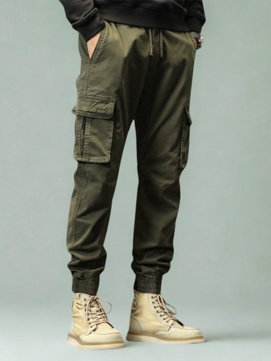L'MONTE Imported Men's Slim Fit Casual Green Cotton Cargo Joggers My Store