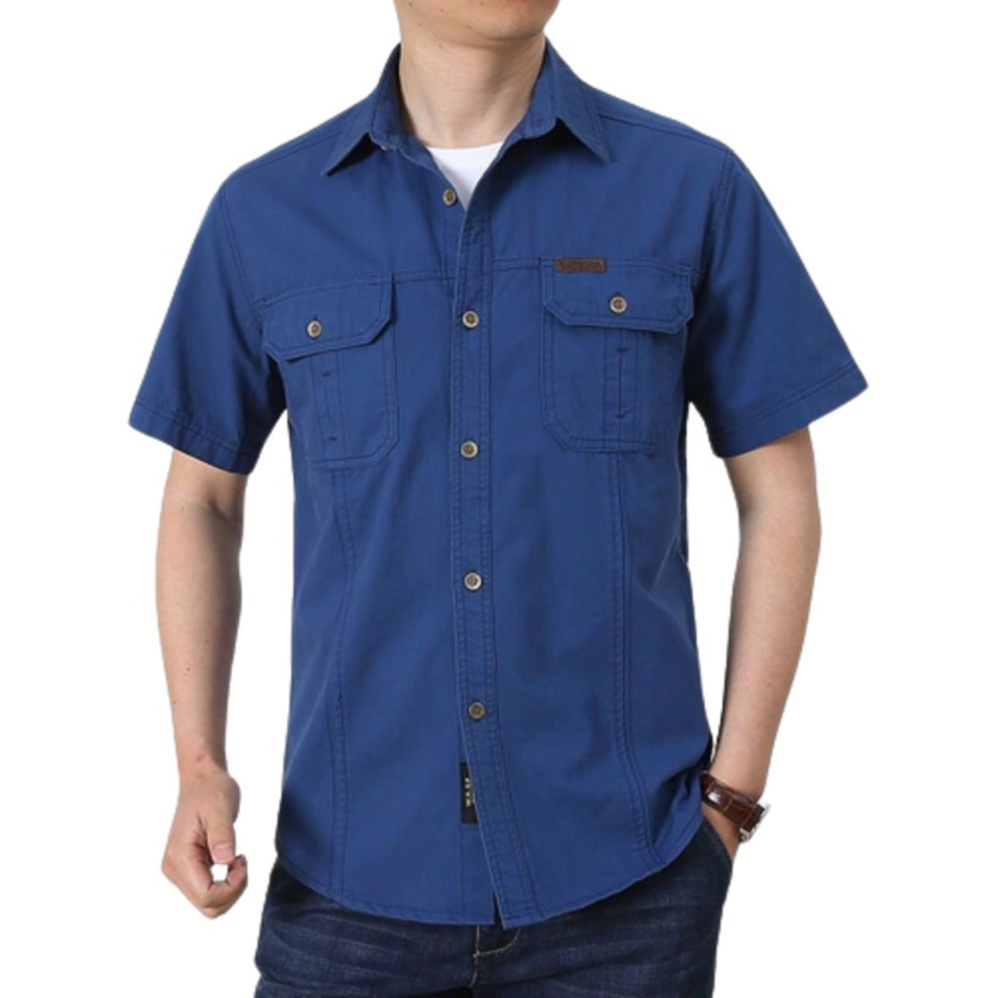 L'monte Men's Cargo Shirts Half Blue Sleeve shirts Lmonte International