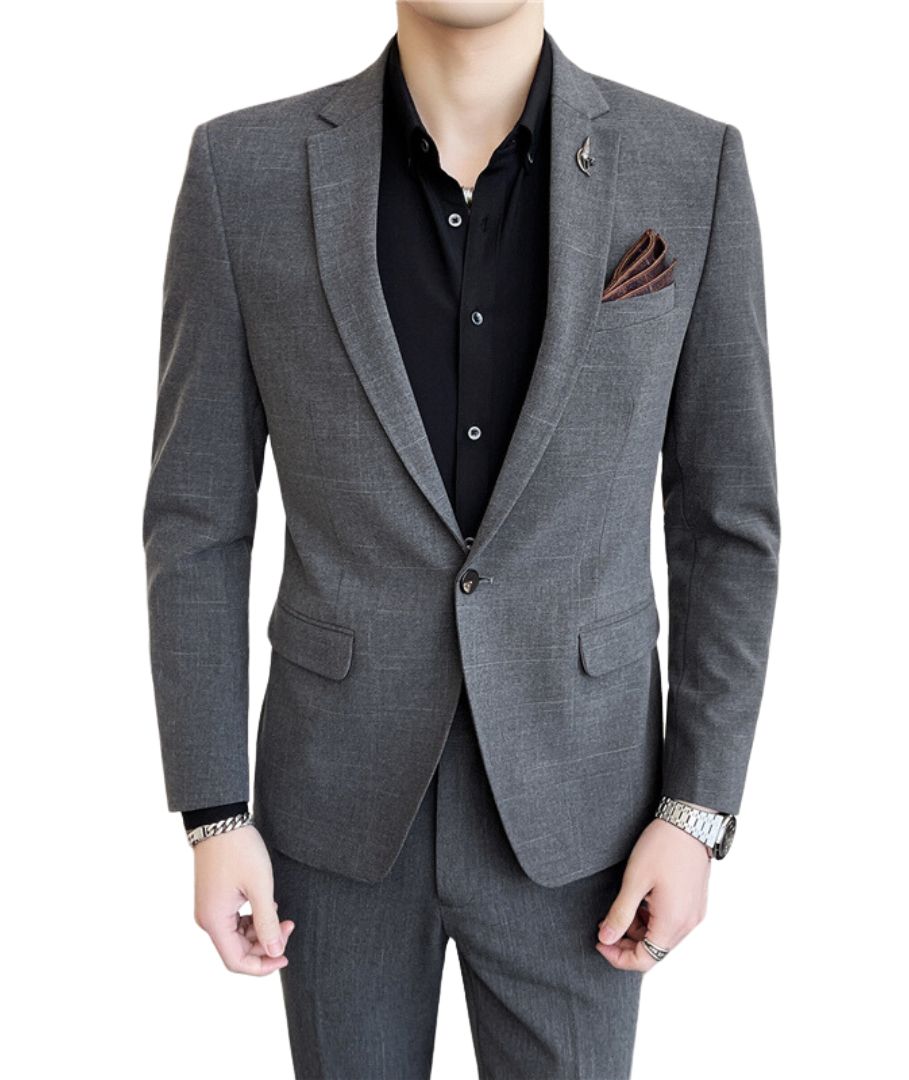 L'MONTE Piece Imported Grey Suit for Men Slim Fit Formal
