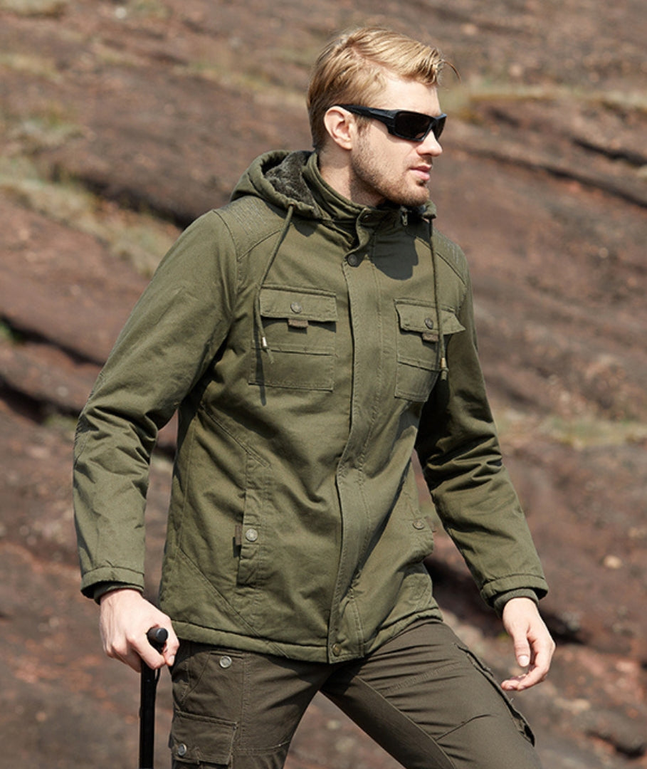 L'MONTE Men's Green Winter Jacket With Detachable Hood My Store
