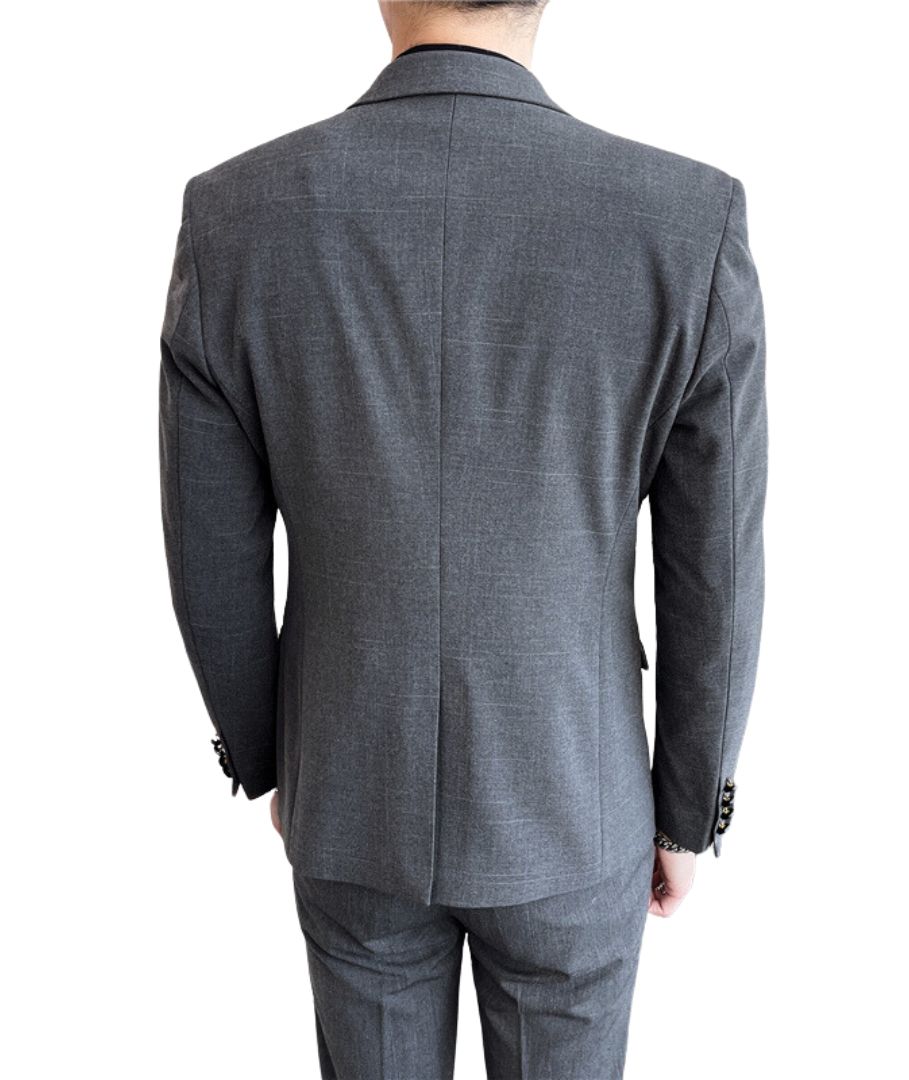L'MONTE 3 Piece Imported Grey Suit for Men - Slim Fit Formal Blazer, Vest & Pants