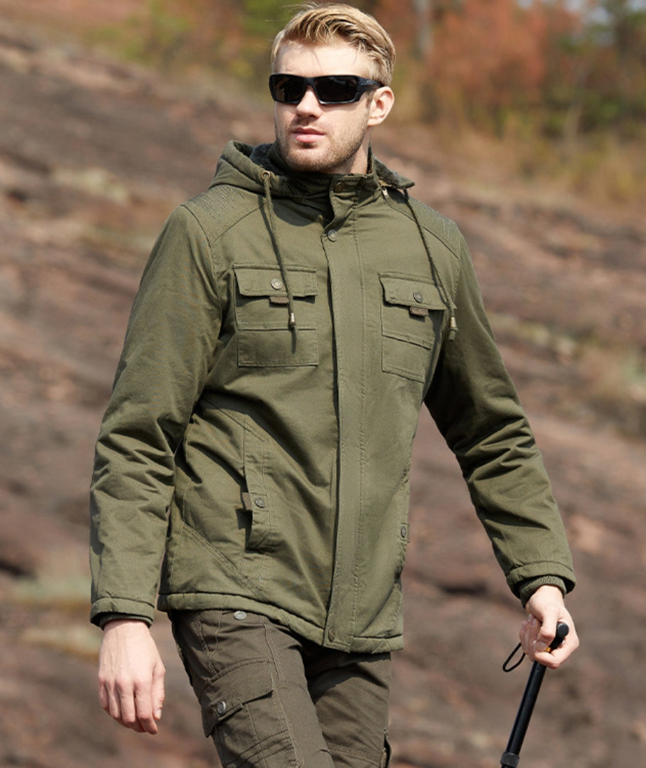 L'MONTE Men's Green Winter Jacket With Detachable Hood My Store