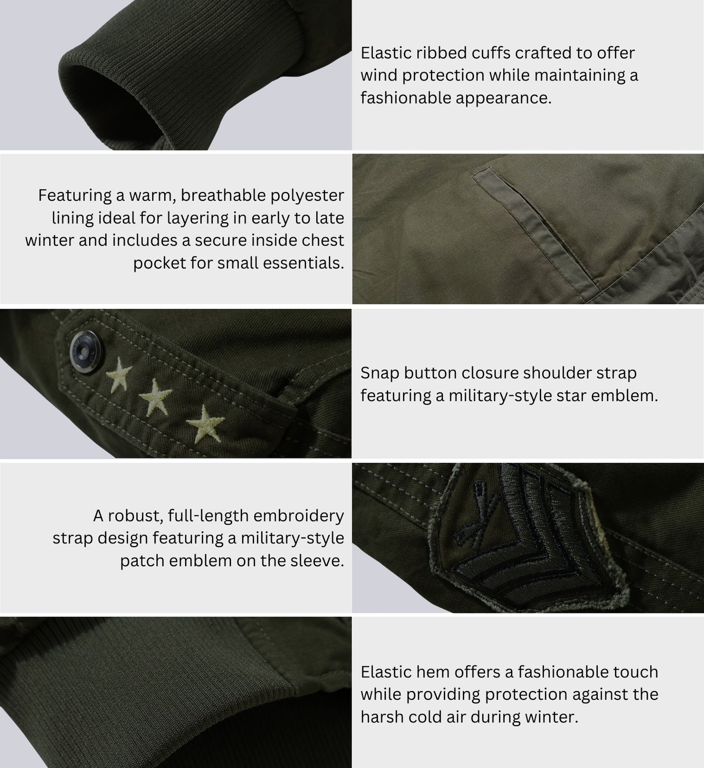 L'MONTE Men's Military-Style Army Green Cargo Jacket For Mild Winter My Store