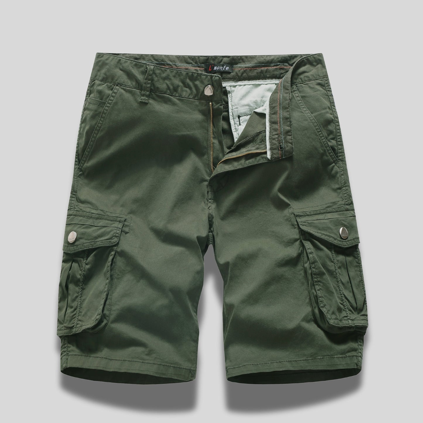 L'MONTE Men's Army Green Cotton Casual Cargo Shorts Lmonte International