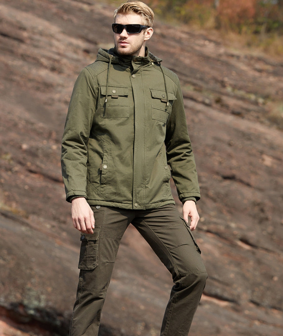 L'MONTE Men's Green Winter Jacket With Detachable Hood My Store