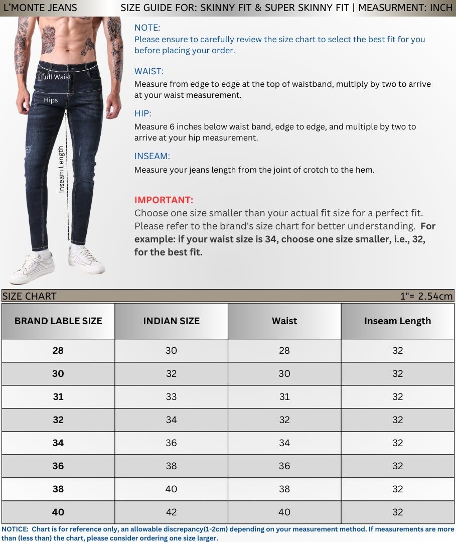 L'MONTE Imported Denim Jeans Pant for Men Lmonte International