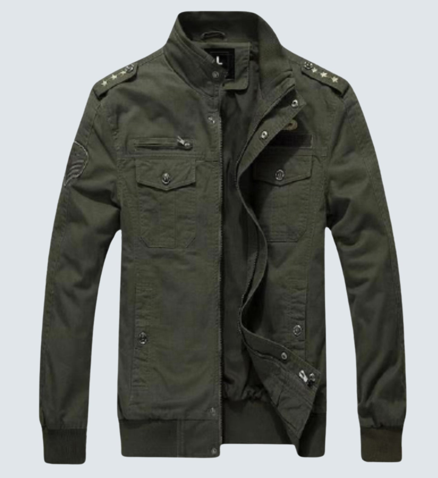 L'MONTE Men's Military-Style Army Green Cargo Jacket For Mild Winter My Store