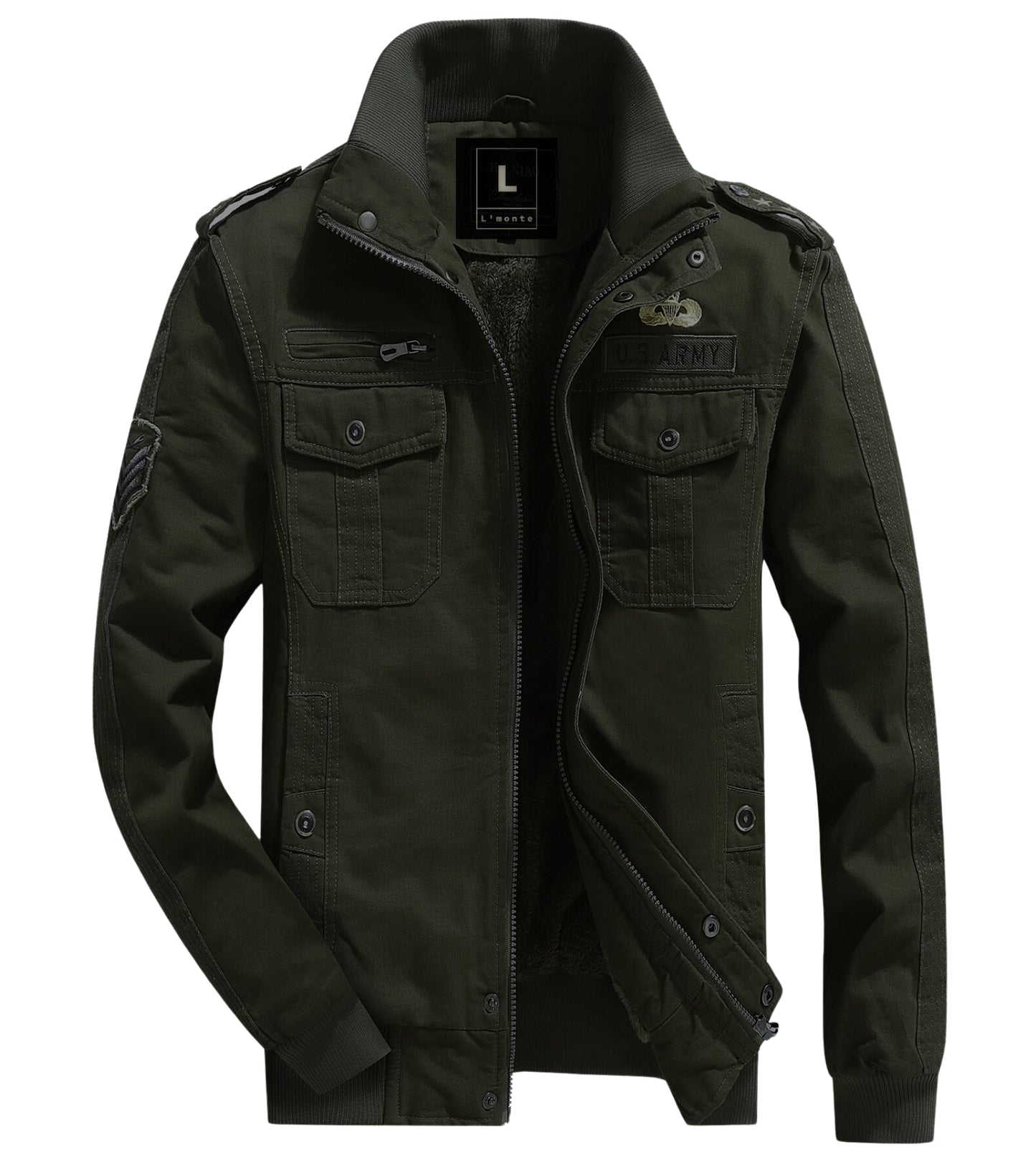 L'MONTE Men's Army Green Military Style Cargo Cotton Jacket My Store