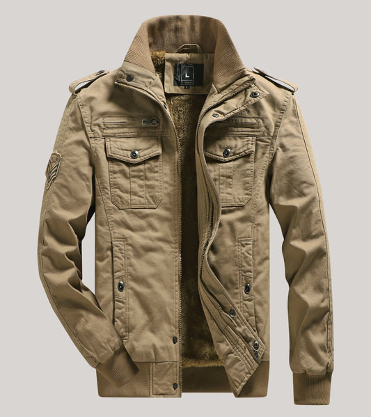 L'MONTE Men's Khaki Military-Style Cargo Winter Jacket My Store
