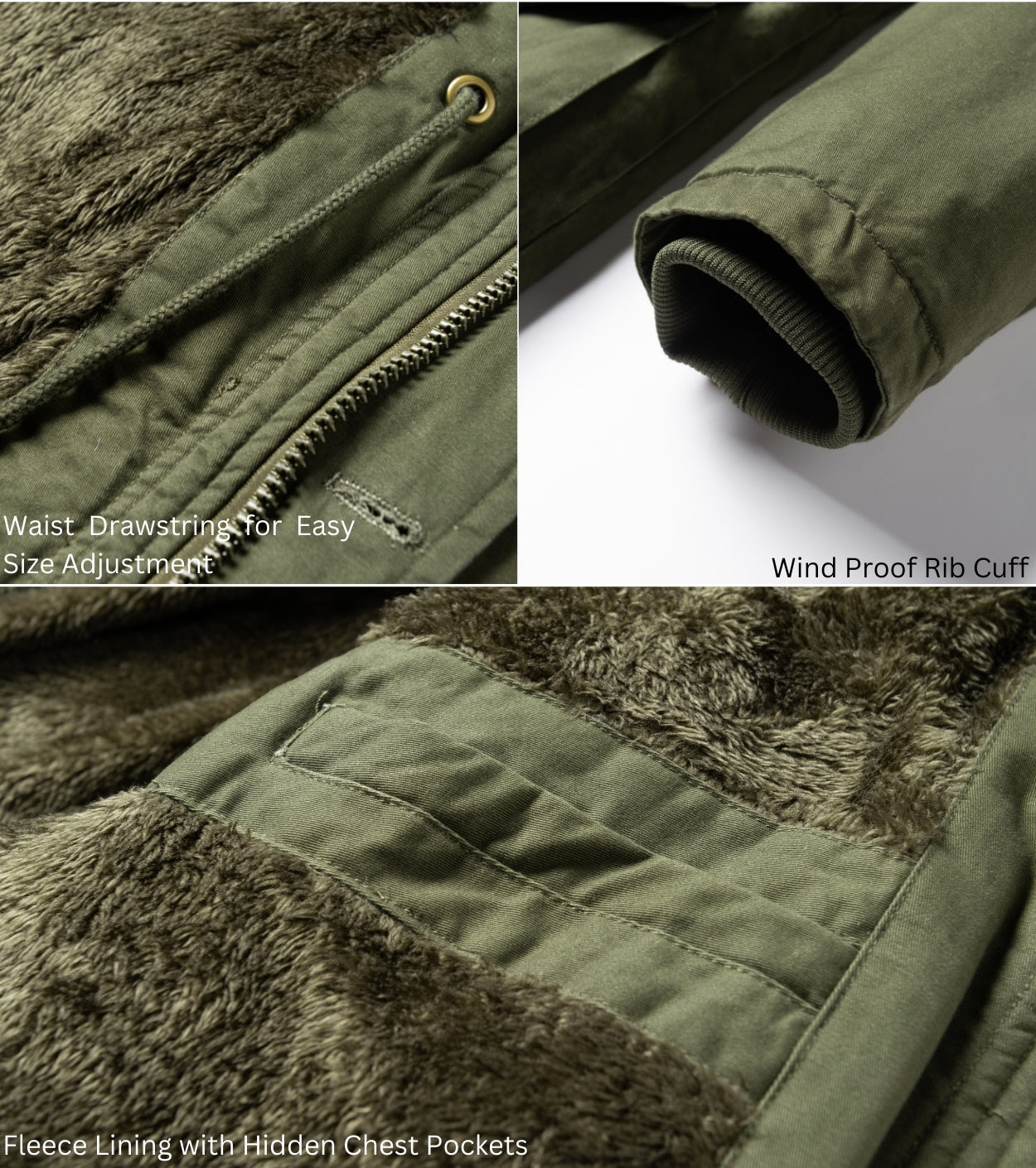 L'MONTE Men's Green Fleece-Lined Jacket With Detachable Hood My Store