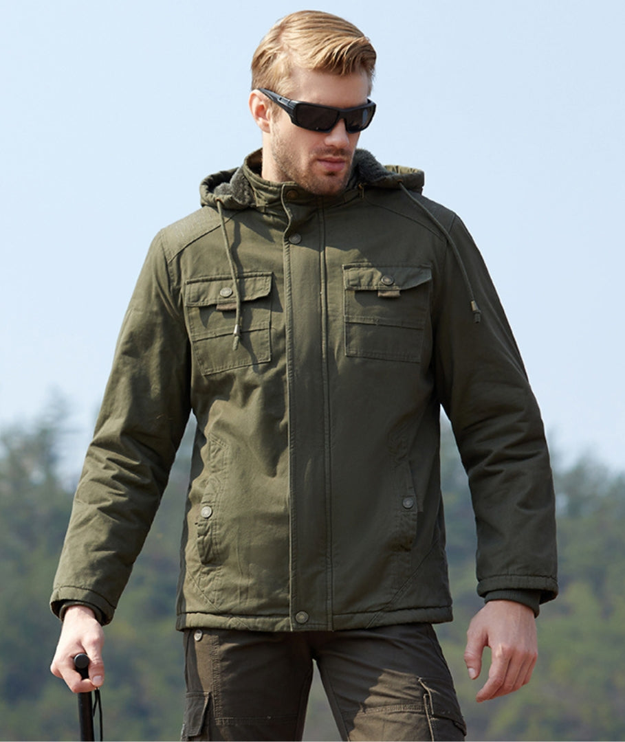 L'MONTE Men's Green Winter Jacket With Detachable Hood My Store