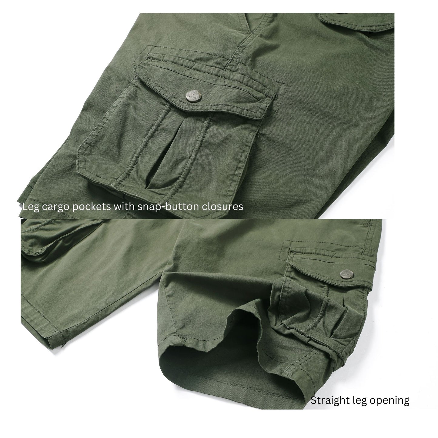 L'MONTE Men's Army Green Cotton Casual Cargo Shorts Lmonte International