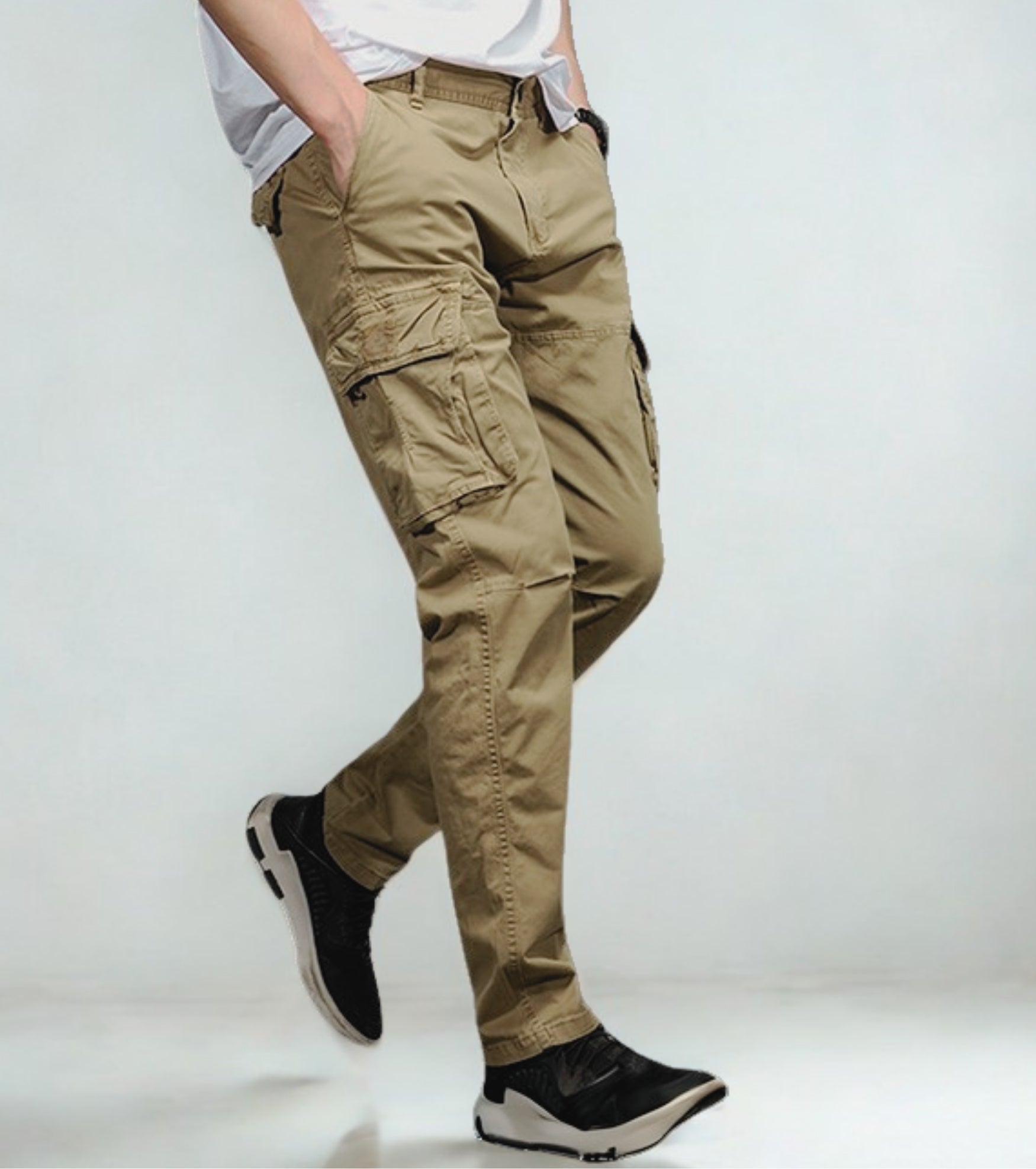 L'MONTE Imported Men's Regular Fit Casual Brown Cotton Cargo Joggers