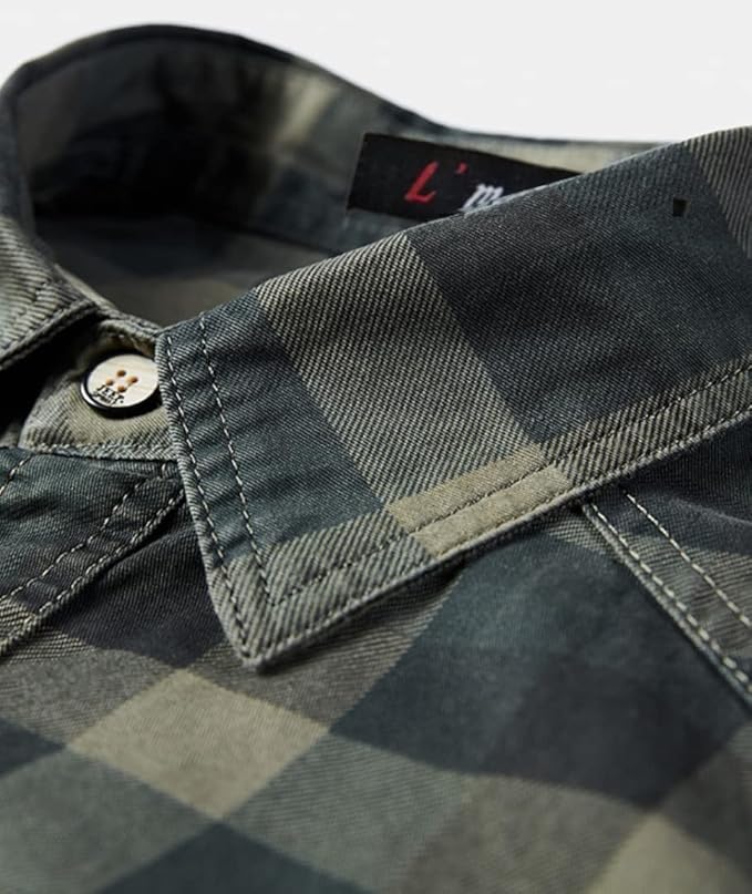 L'MONTE Men's Casual Checkered Green Shirts Full Sleeve Lmonte International