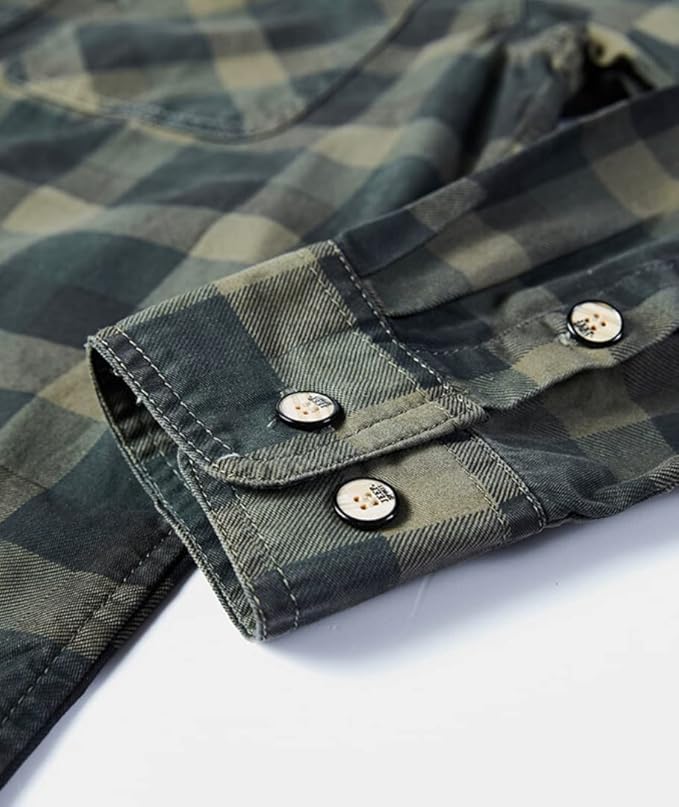 L'MONTE Men's Casual Checkered Green Shirts Full Sleeve Lmonte International