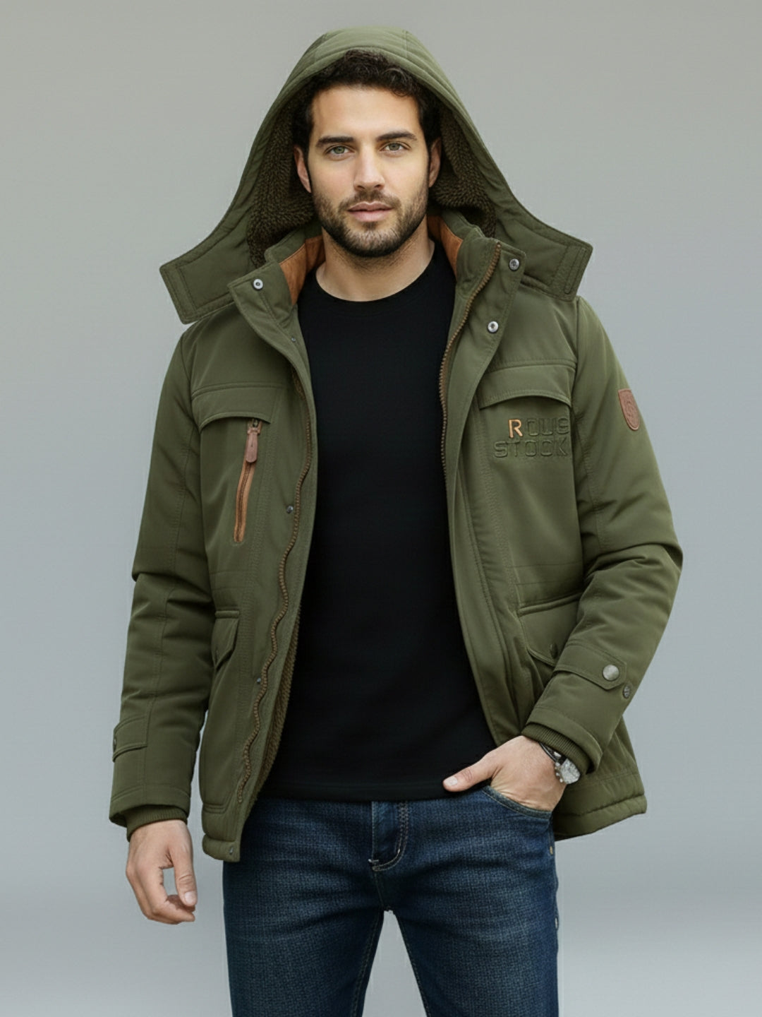 L'MONTE Men's Army Green Heavy-Duty Parka Jacket My Store