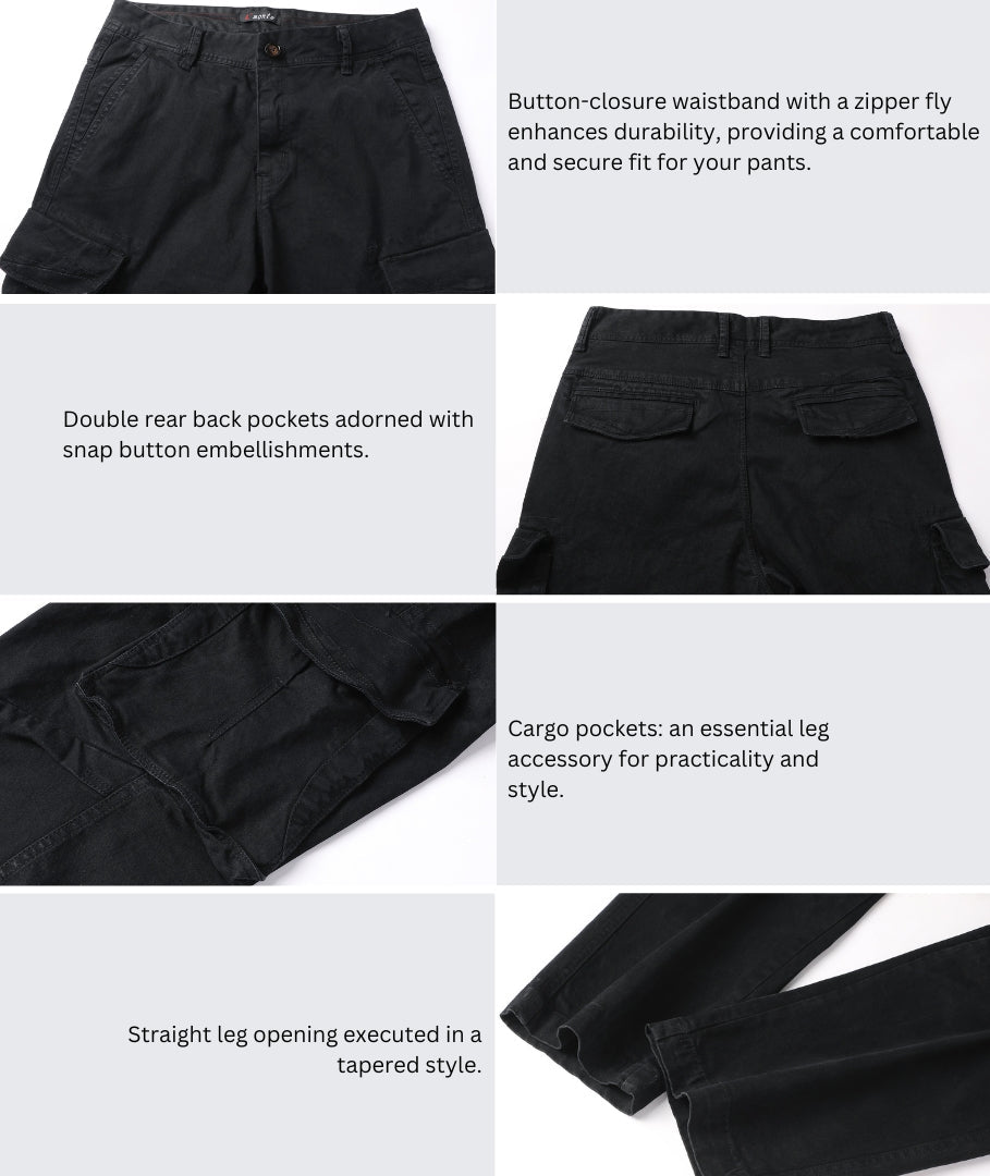 L'MONTE Imported Men's Regular Fit Casual Black Cotton Cargo Joggers My Store