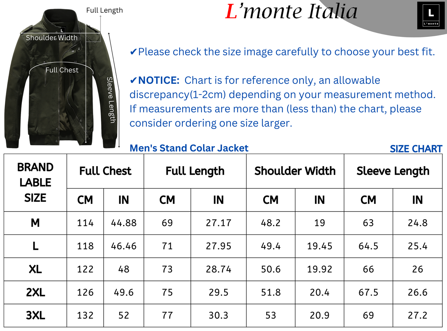 L'MONTE Men's Army Green Casual Bomber Jacket My Store