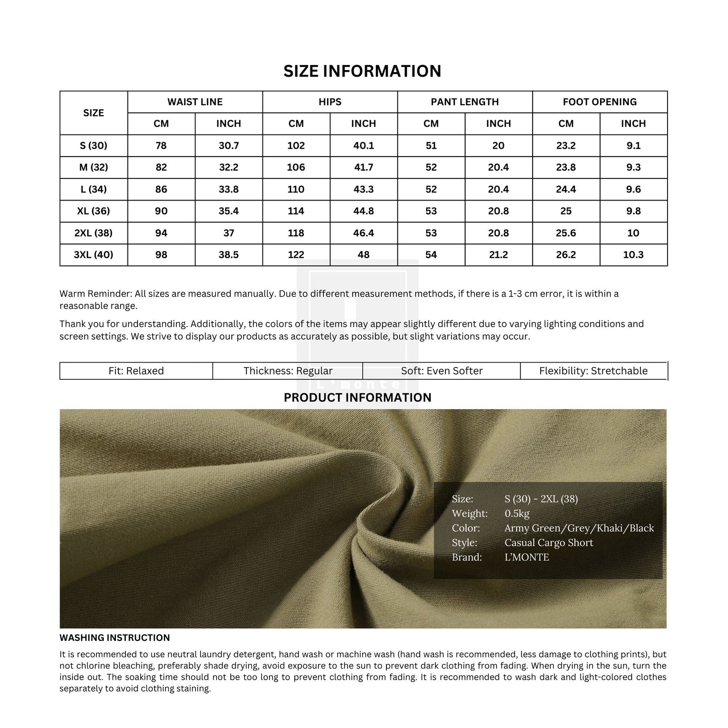 L'MONTE Men's Imported Cotton Khaki Casual Shorts My Store