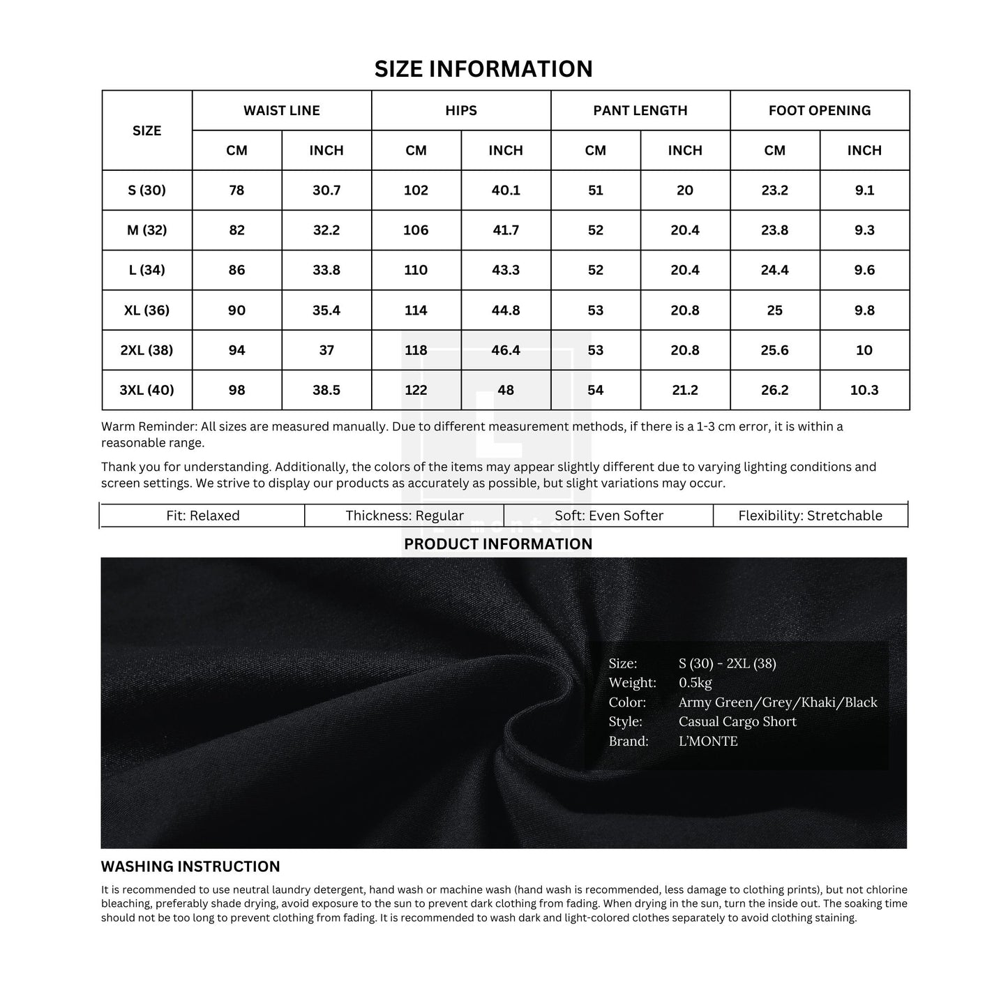 L'MONTE Men's Imported Cotton Black Casual Shorts My Store