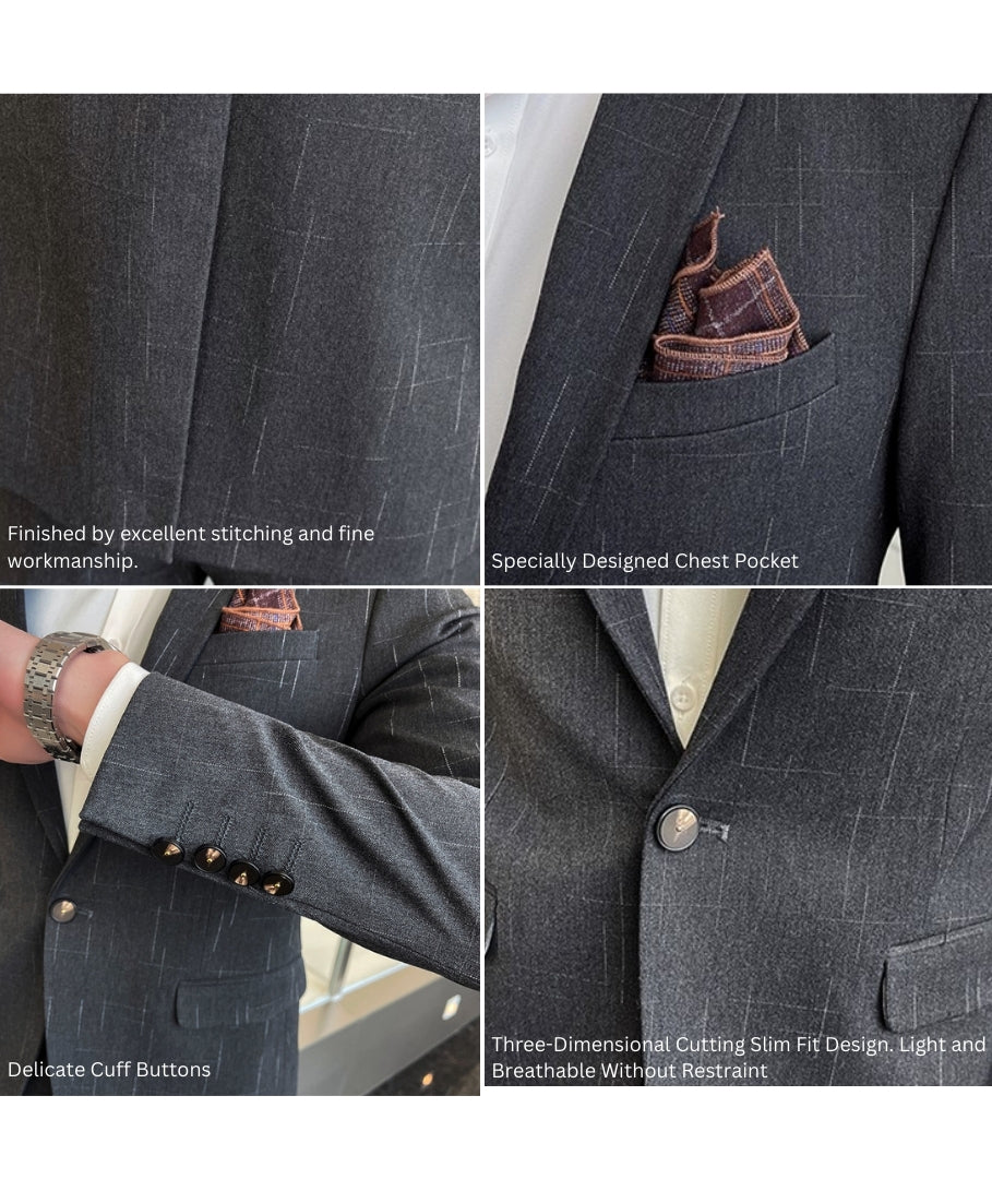 L'MONTE Imported 2 Piece Suit Blazer for Men Formal Slim Fit with One Button Closure Coat(BLPLM96025) My Store
