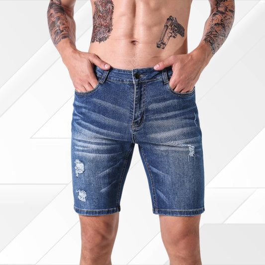 L'MONTE Imported Men's Premium Distressed Stretch Denim Shorts My Store