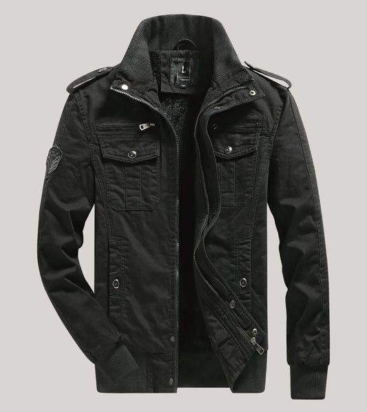 L'MONTE Men's Black Military-Style Cargo Winter Jacket My Store