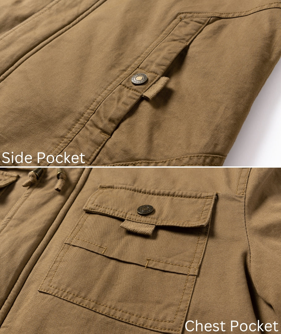 L'MONTE Men's Khaki Winter Jacket With Detachable Hood My Store