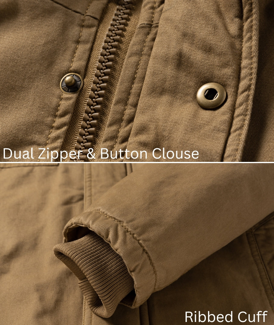 L'MONTE Men's Khaki Winter Jacket With Detachable Hood My Store