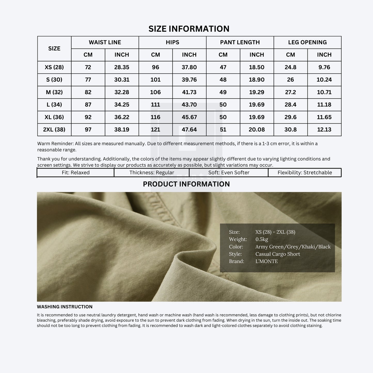 L'MONTE Imported Men's Khaki Cotton Cargo Shorts My Store