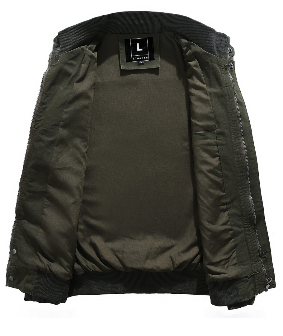 L'MONTE Men's Army Green Casual Bomber Jacket My Store
