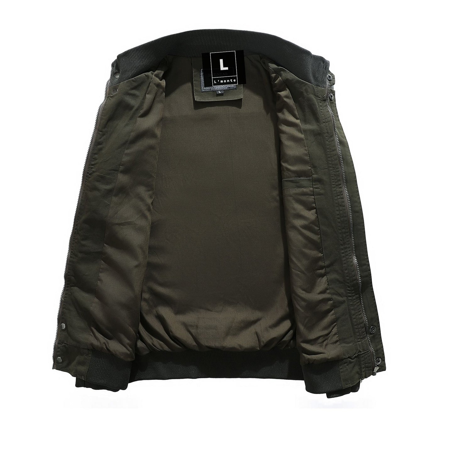 L'MONTE Men's Khaki Casual Bomber Jacket My Store
