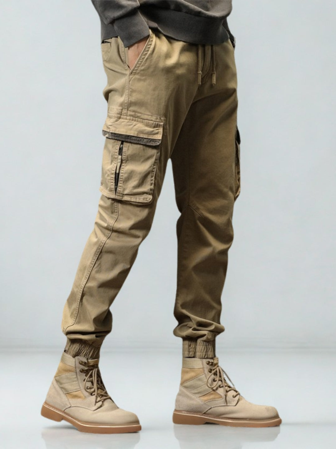 L'MONTE Imported Men's Slim Fit Casual Khaki Cotton Cargo Joggers