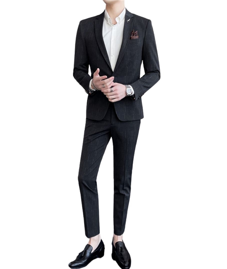 L'MONTE 3 Piece Imported Black Suit for Men - Slim Fit Formal Blazer, Vest & Pants