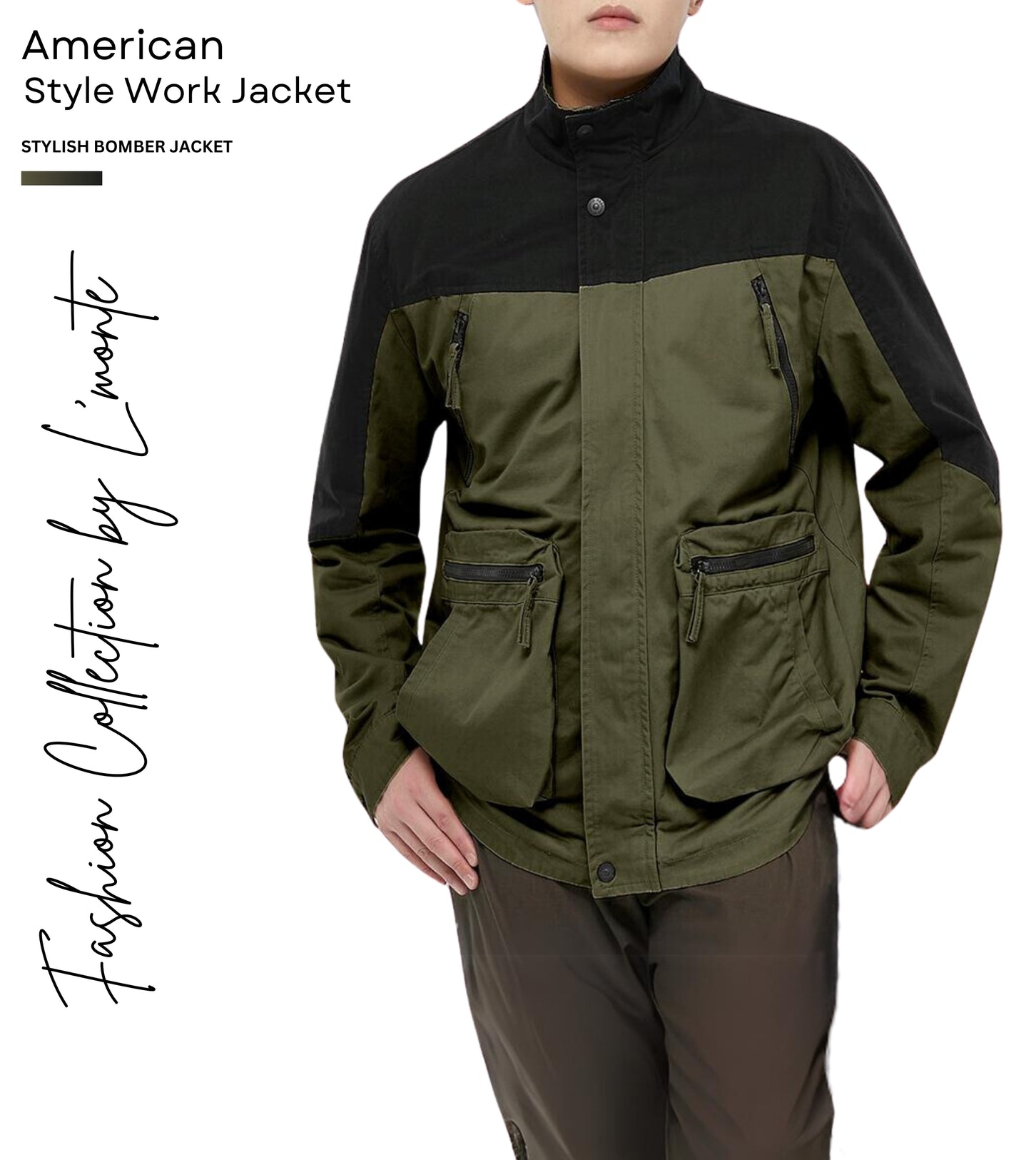 L'MONTE Men's Winter-Ready Army Green Cotton Jacket My Store