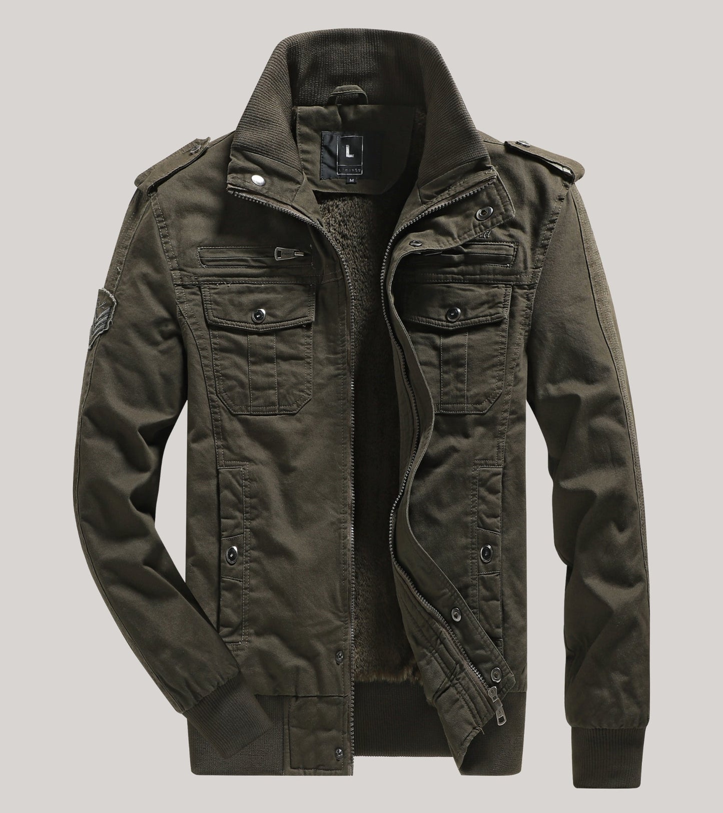 L'MONTE Men's Army Green Military-Style Cargo Winter Jacket My Store