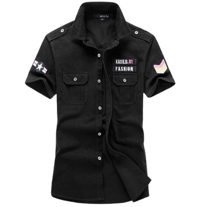 L'monte Men's Cargo Shirts Half Sleeve with Pockets My Store