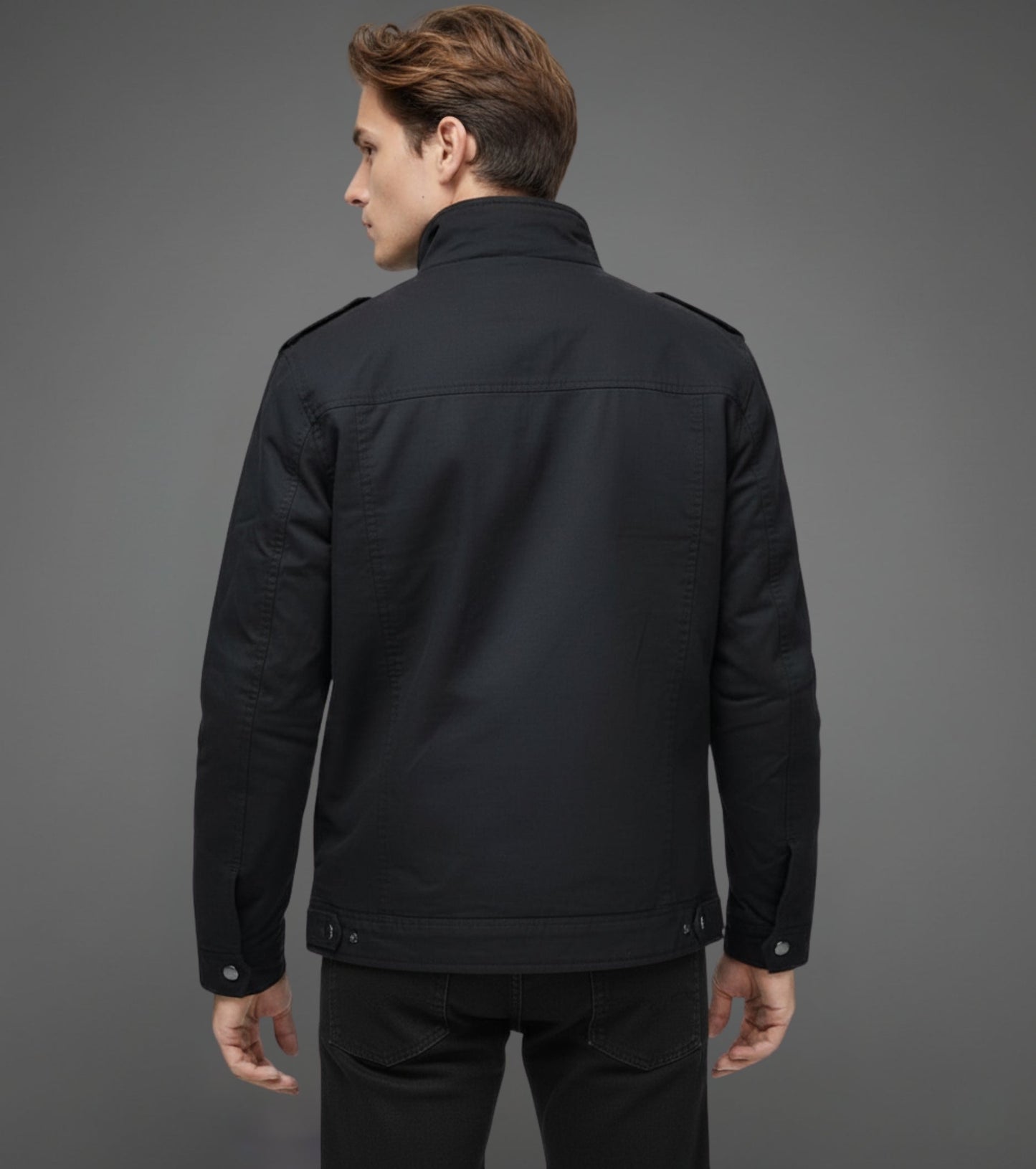 L'MONTE Men's Black Fleece-Lined Bomber Jacket My Store
