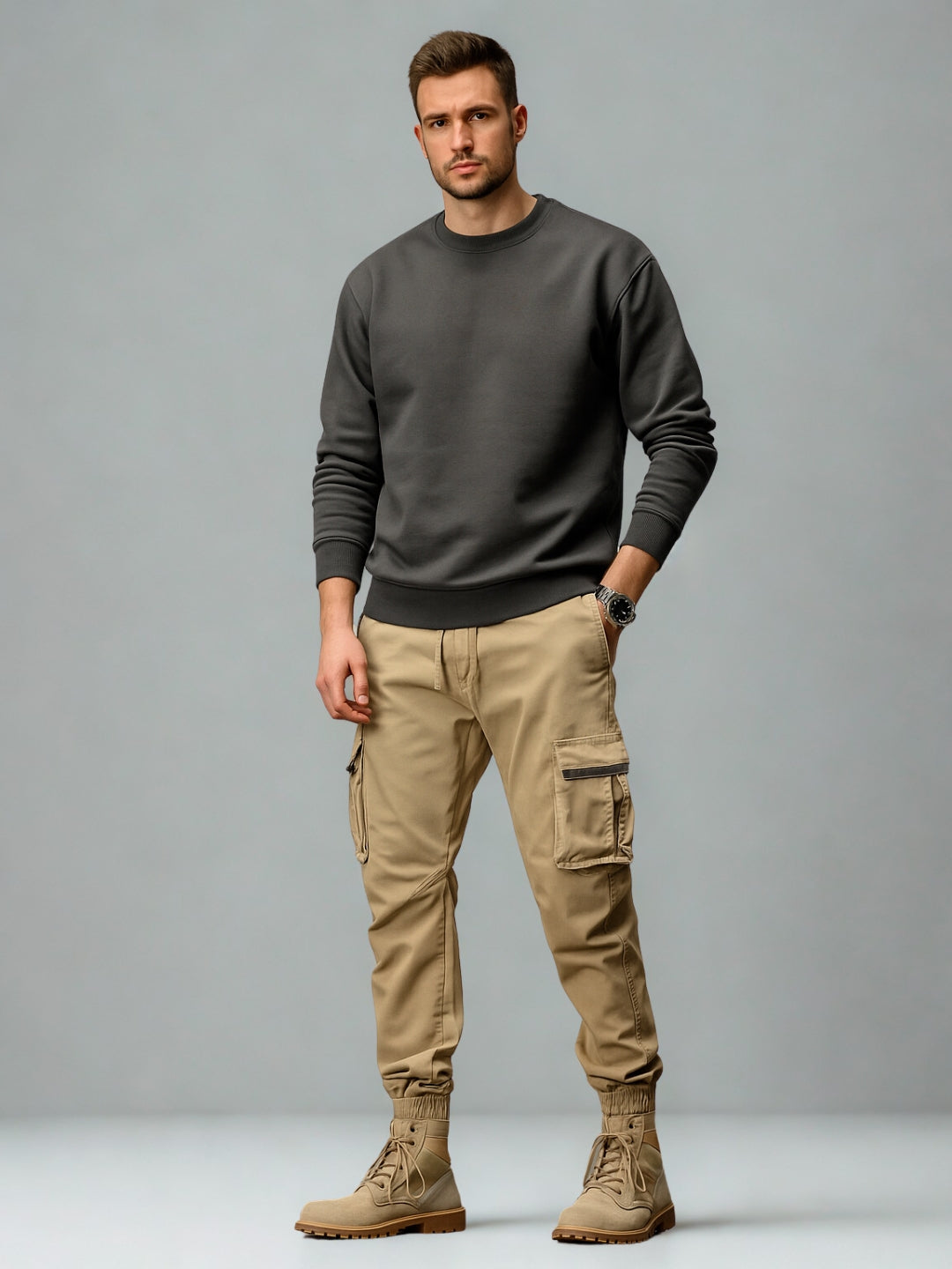 L'MONTE Imported Men's Slim Fit Casual Khaki Cotton Cargo Joggers My Store