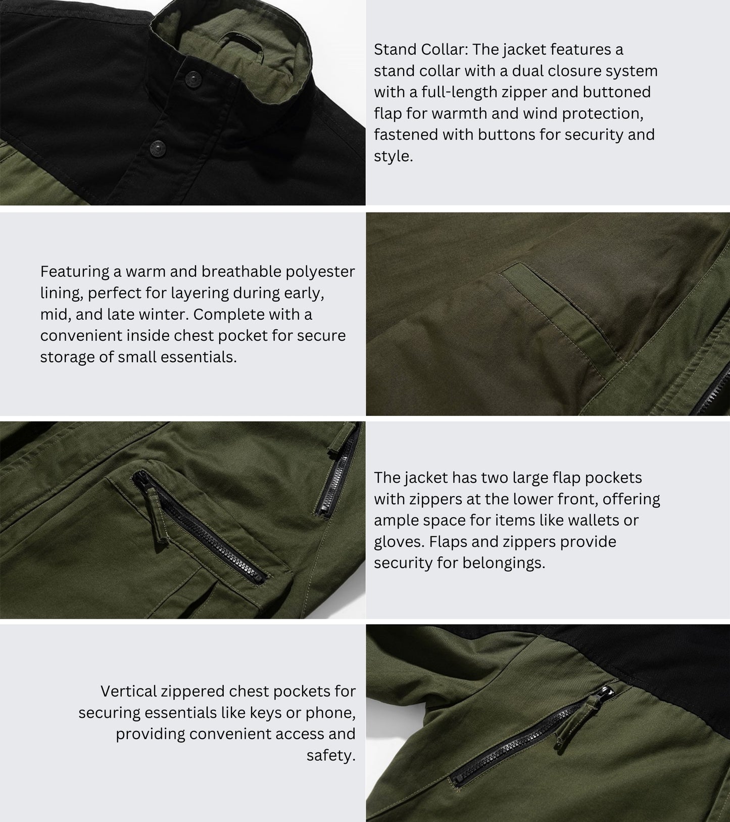 L'MONTE Men's Winter-Ready Army Green Cotton Jacket My Store