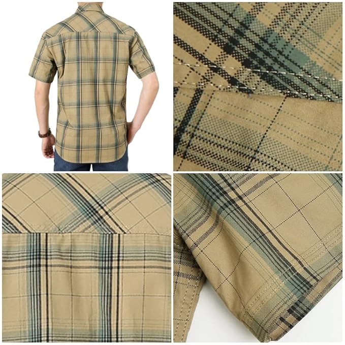 L'MONTE Imported Men's Cotton Khaki Casual Checkered Shirts Lmonte International