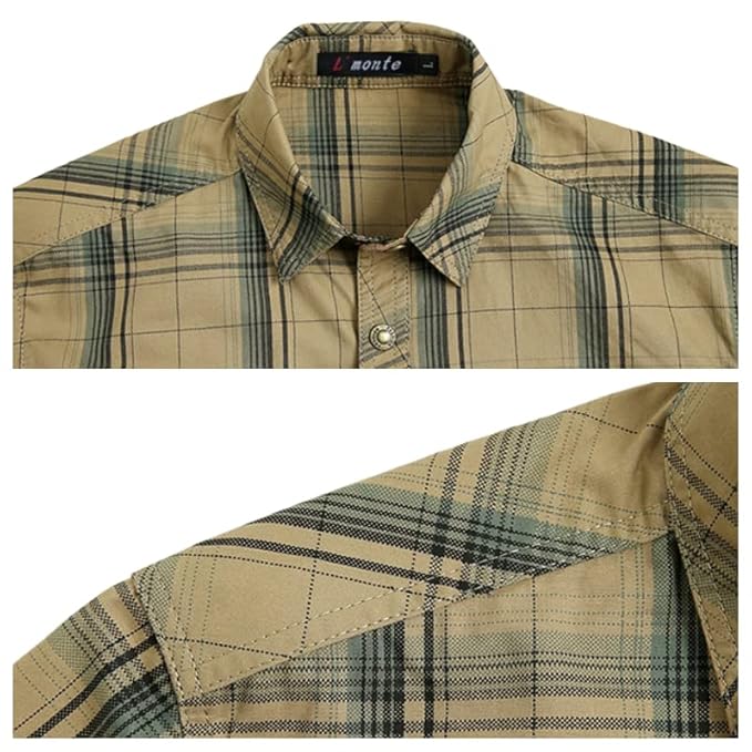 L'MONTE Imported Men's Cotton Khaki Casual Checkered Shirts Lmonte International