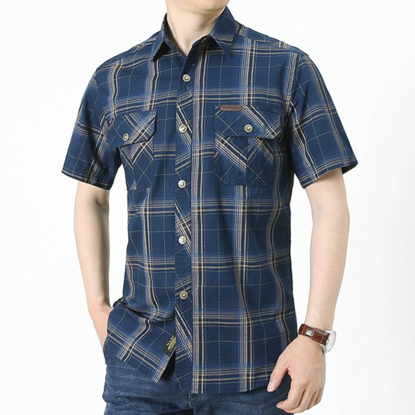 L'MONTE Imported Men's Cotton Blue Casual Checkered Shirts Lmonte International