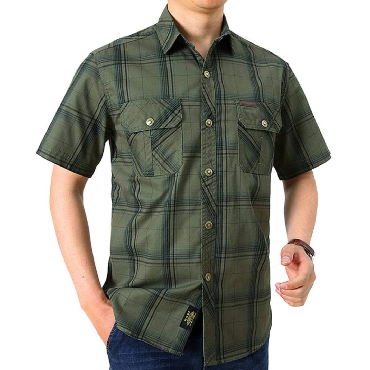L'MONTE Imported Men's Cotton Green Casual Checkered Shirts Lmonte International