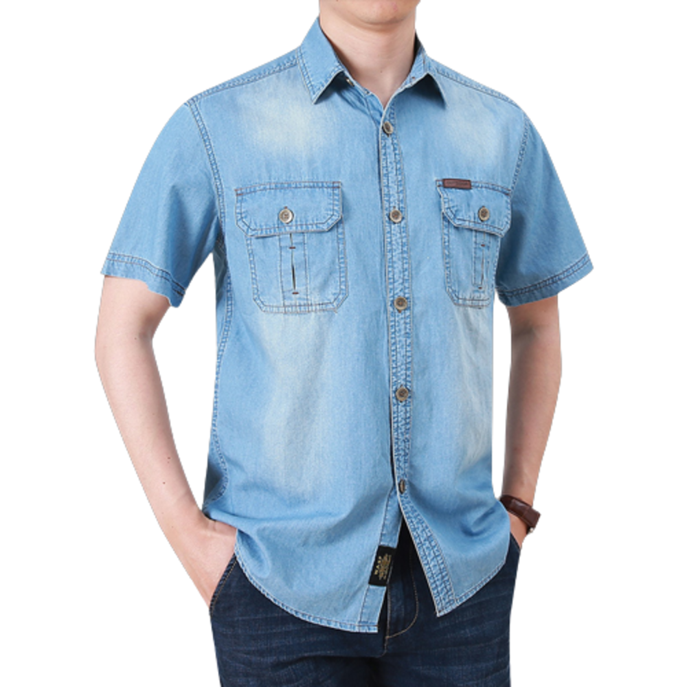 L'MONTE Imported Men's Washed Denim Shirts for Men My Store