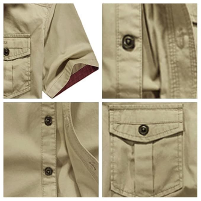 L'monte Men's Cargo Shirts Half Sleeve with Pockets(SHIRLM1589) My Store