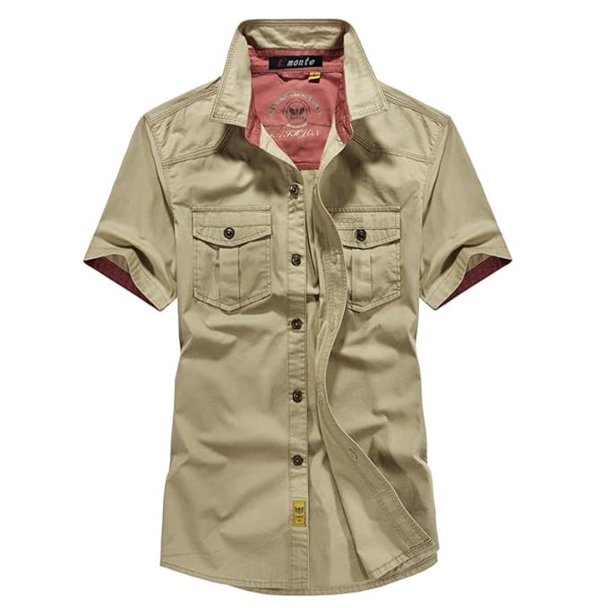 L'monte Men's Cargo Shirts Half Sleeve with Pockets(SHIRLM1589) My Store