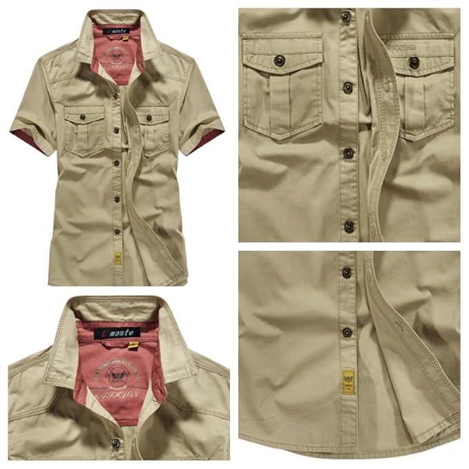L'monte Men's Cargo Shirts Half Sleeve with Pockets(SHIRLM1589) My Store